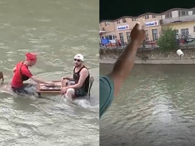 Bayburt’ta Sıcaklara İlginç Çözüm: Çoruh Nehri’nde Tavla Keyfi
